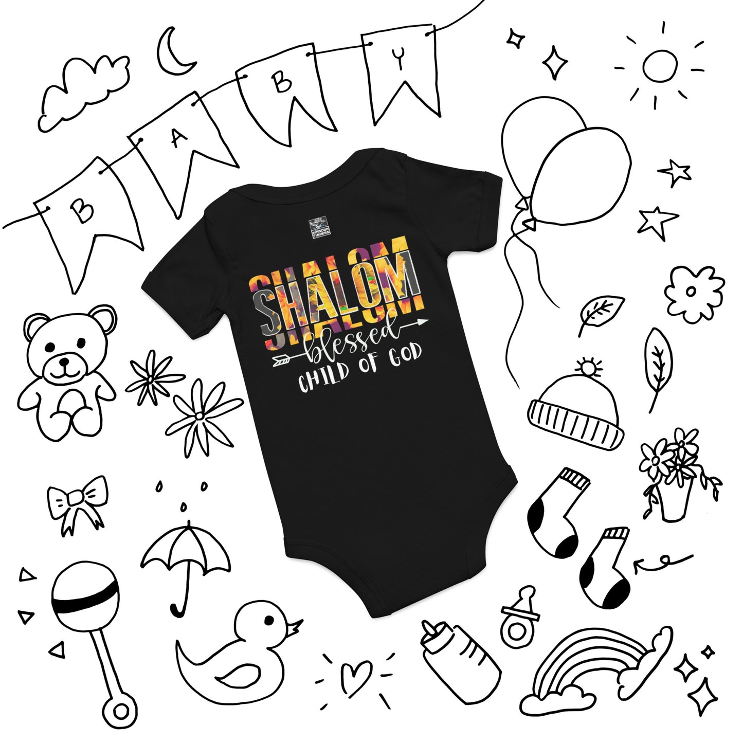 "Shalom" Baby short sleeve one piece