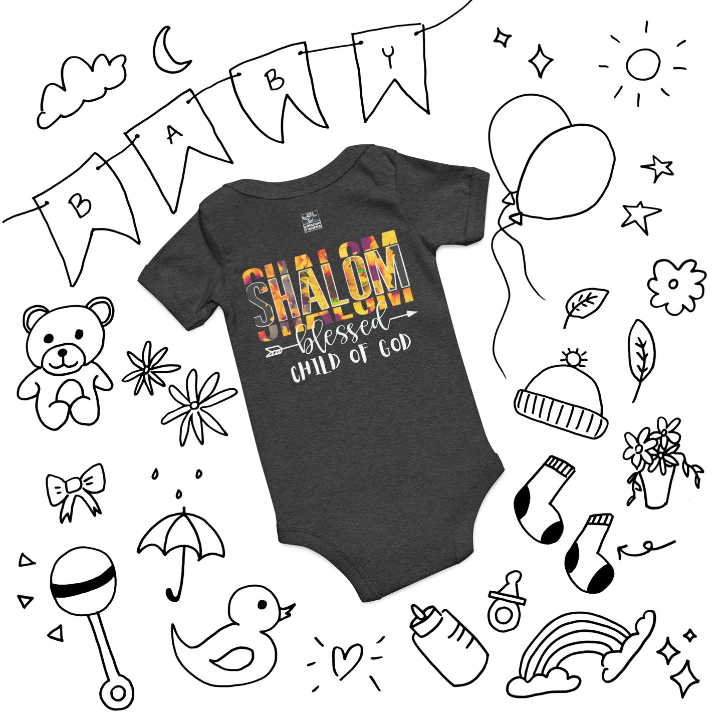 "Shalom" Baby short sleeve one piece